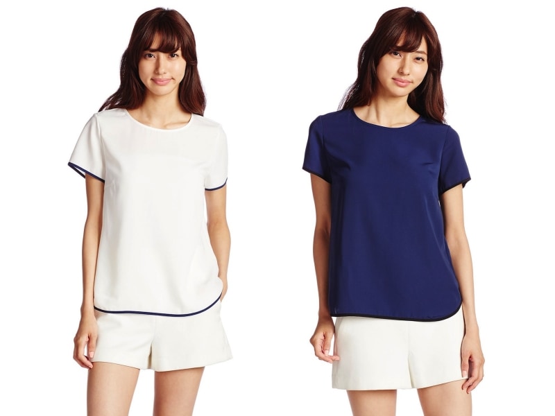 (デミルクスビームス) Demi-Luxe BEAMS 配色パイピングブラウス