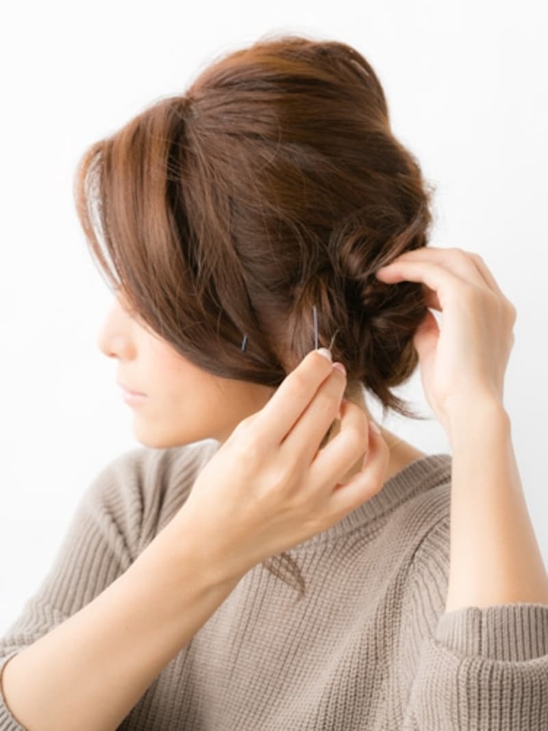 毛束をまとめておだんごに