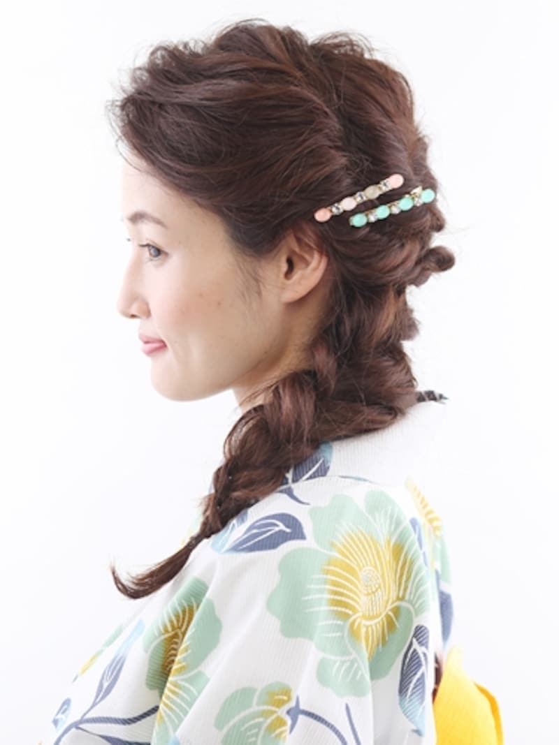 ロング浴衣・ノスタルジーが香る三つ編みアレンジ