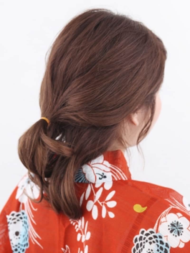 ミディアムの浴衣姿に 巻き込むだけの簡単まとめ髪 浴衣ヘアアレンジ All About