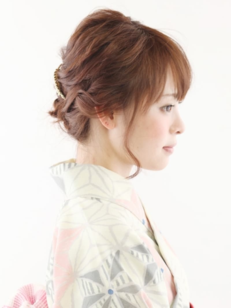 ボブ浴衣・男子ウケ上々の清楚なまとめ髪