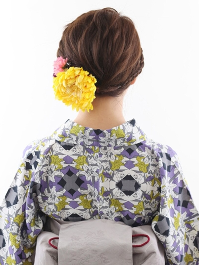 ボブ浴衣ヘア・編み込みで簡単まとめ髪アレンジ
