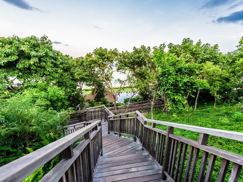 リゾートは海に面したなだらかな丘陵に 建築され、広さも程よい