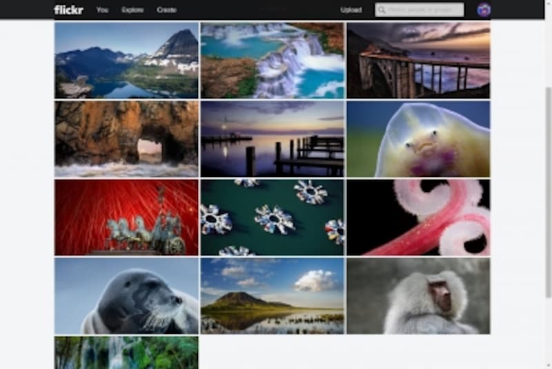 Flickrではすべての写真をウェブ上で管理できます。もちろん写真の公開も可能です