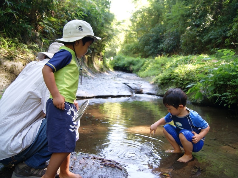 朝夷奈切通で水遊び