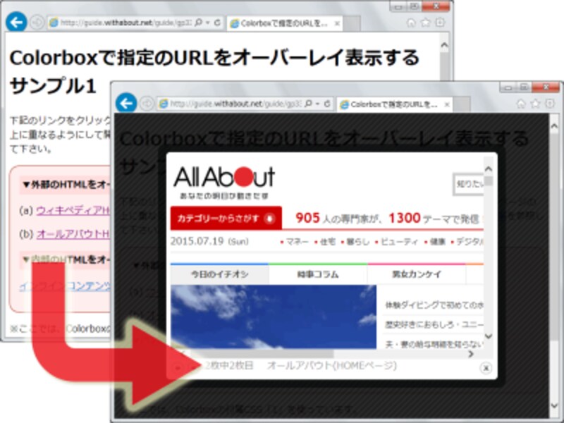 Colorboxの使い方：jQueryで簡単モーダルウインドウ [ホームページ作成 