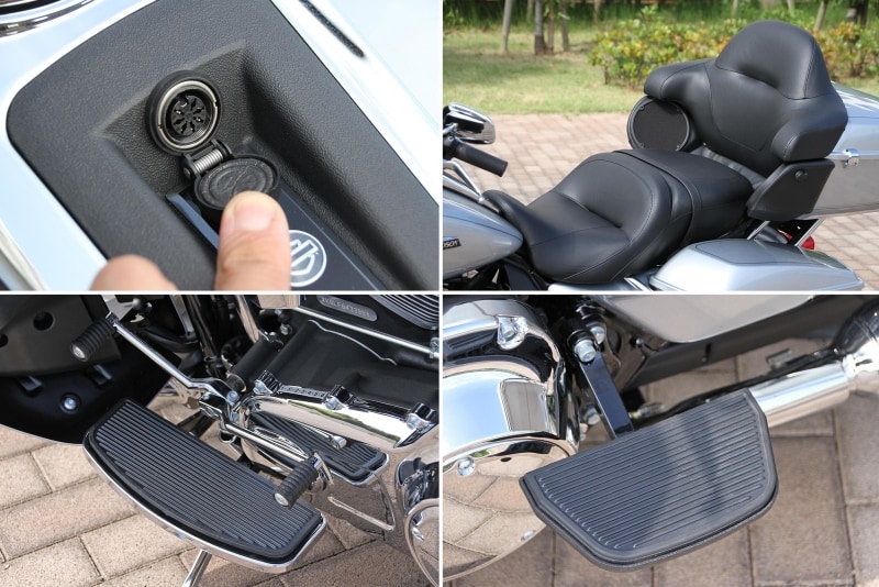 ラグジュアリーソファと形容していいほどのパッセンジャーシート、前後にひとつずつ設置された電気供給コネクタ、安心して足を置いておけるフットボードなど、至れり尽くせりの装備が