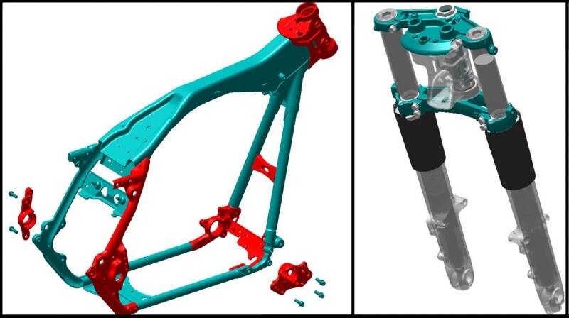 剛性アップをはかった最新のフレーム&フロントフォーク。これにより、超重量級のウルトラながら取り回しやすくなった