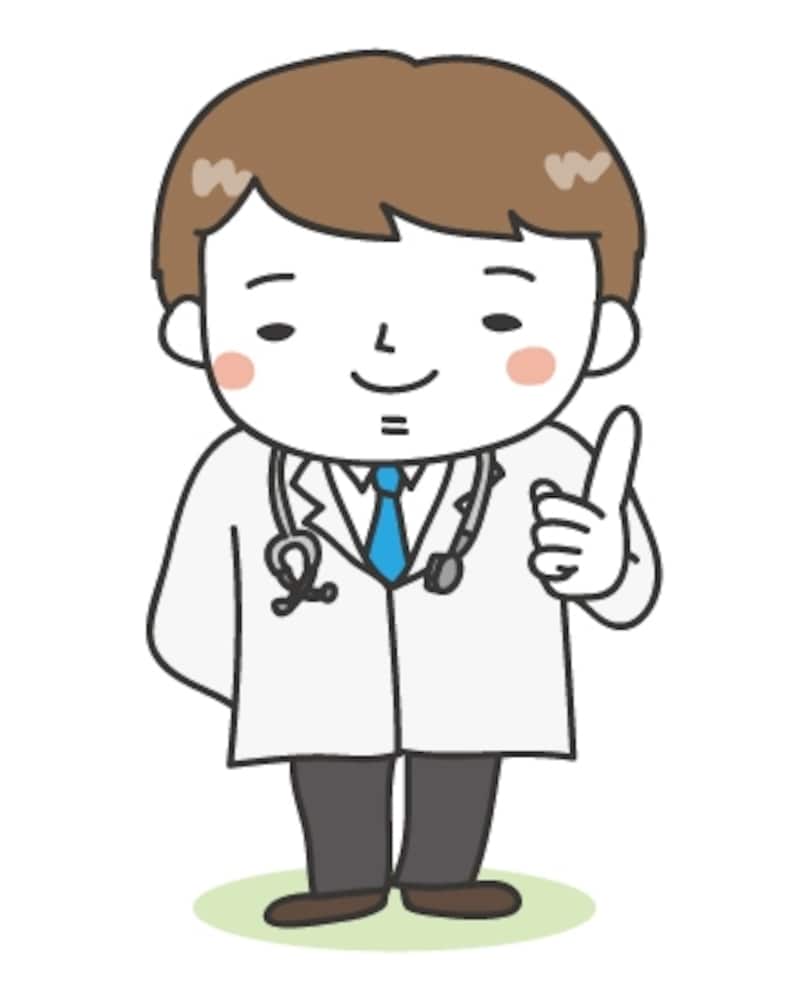 【カラー】アドバイスをする医者の全身カットです。