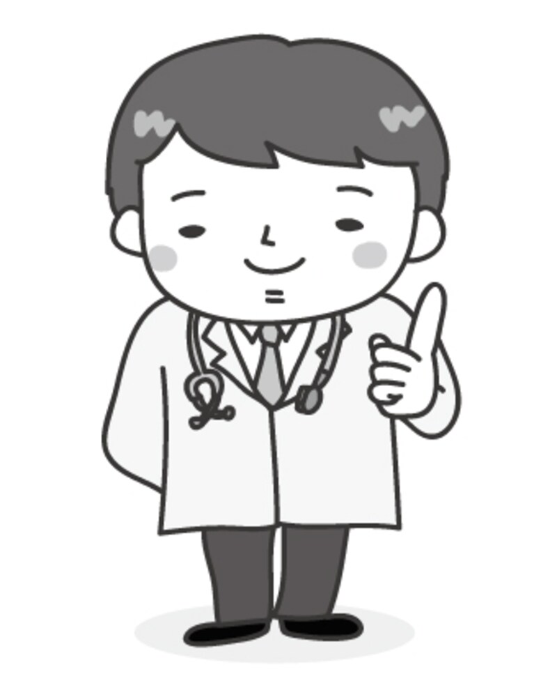 【モノクロ】アドバイスをする医者の全身カットです。