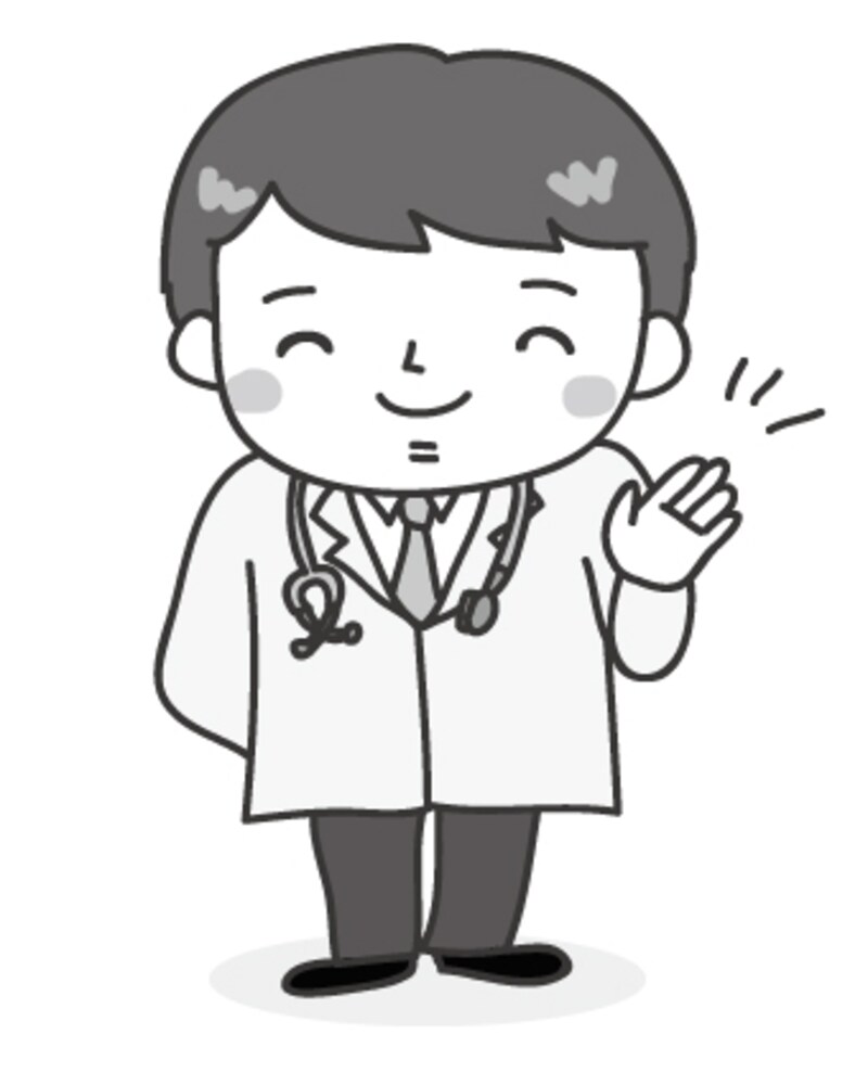 【モノクロ】案内をする医者の全身カットです。