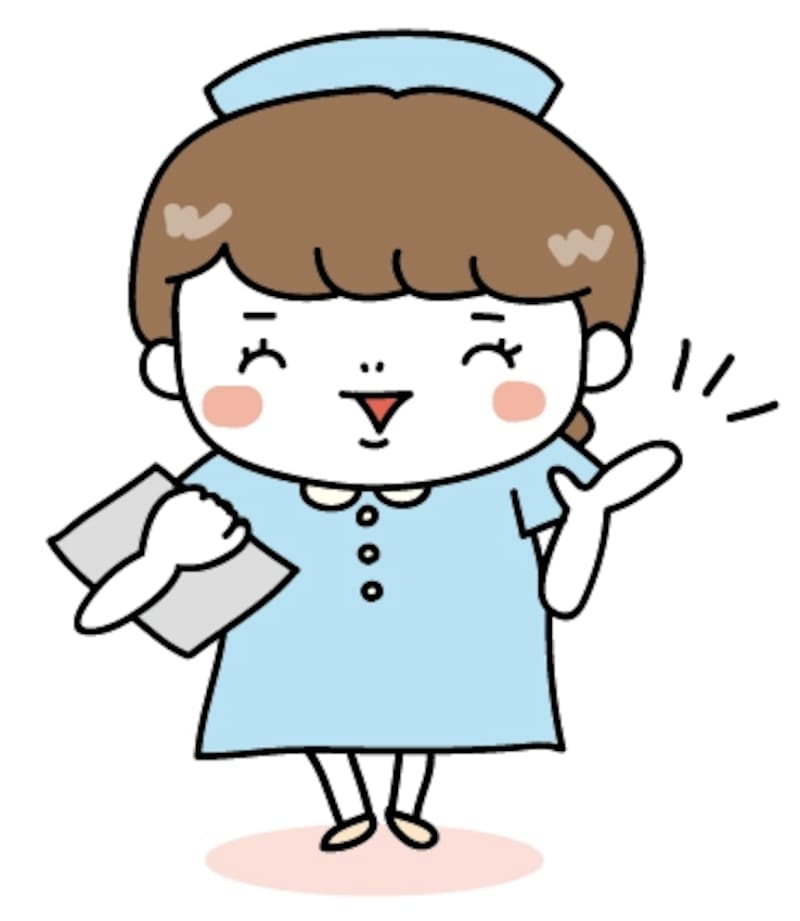 【カラー】案内をするナースの全身カットです。