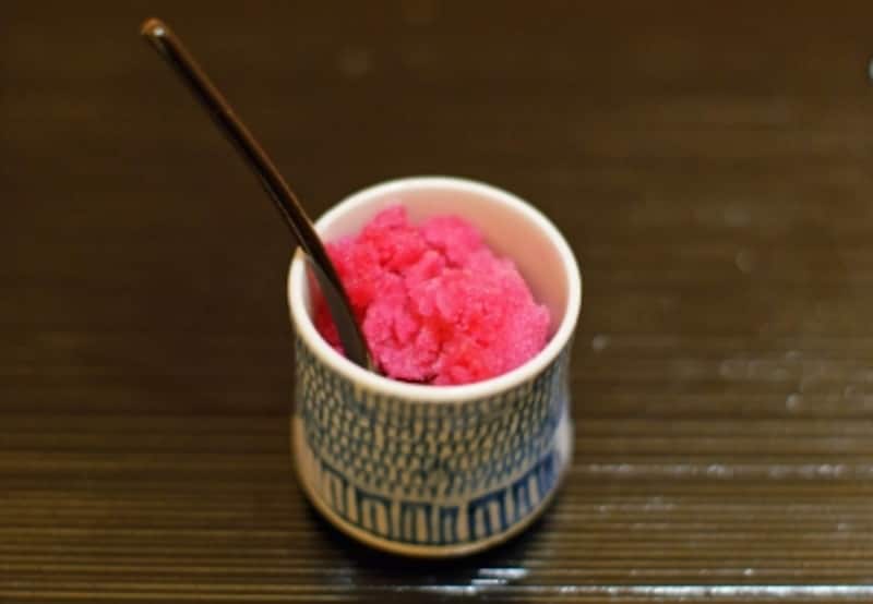 大原産の赤紫蘇を使ったシャーベット
