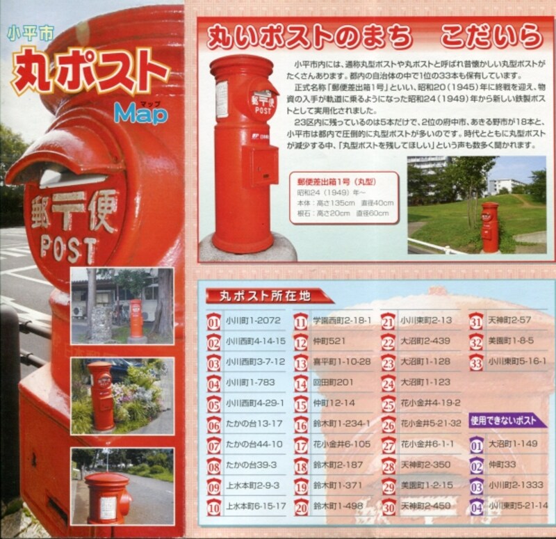 小平市の郵便ポストマップ