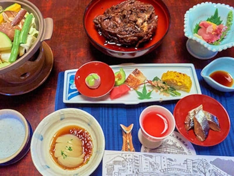 会津東山温泉「向瀧」の夕食の一部