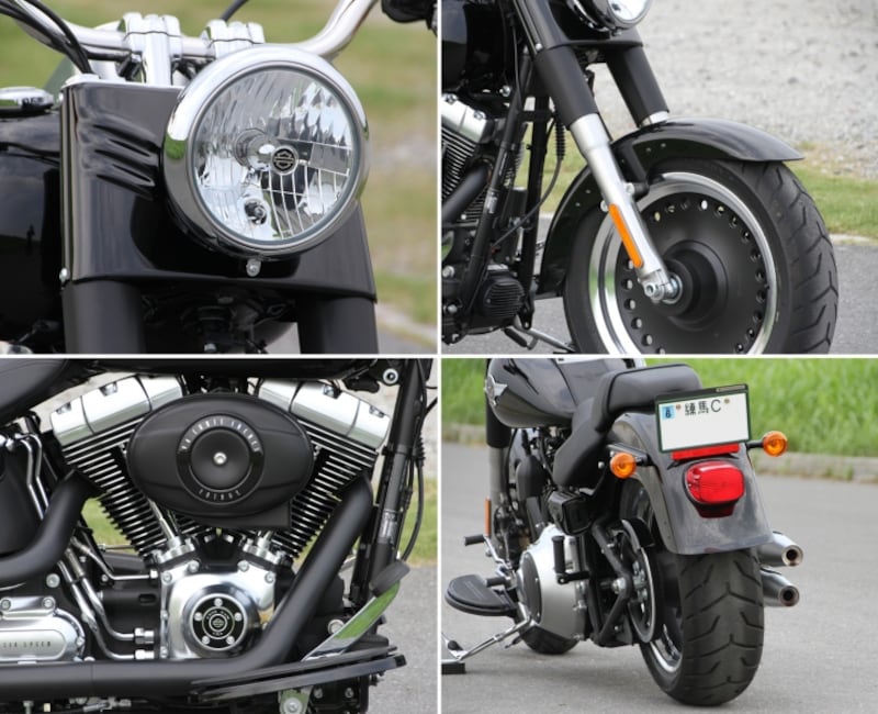 大きなヘッドライトナセルに油圧式フォーク、ディッシュホイール、ツインカム96Bエンジンまでブラックアウト。そして200ミリタイヤを備えるリアエンドがインパクトを生む