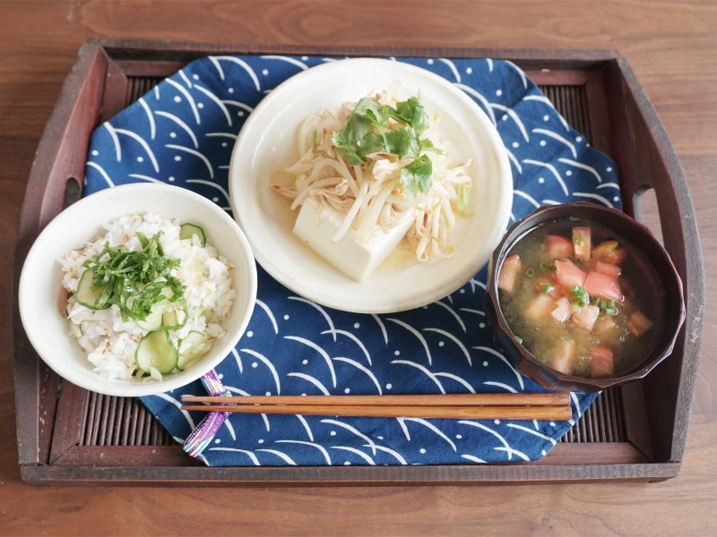 しらすと夏野菜の混ぜご飯定食