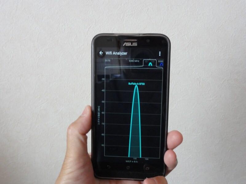 アンテナが写っていないが白い壁で横に移動したことが分かる。