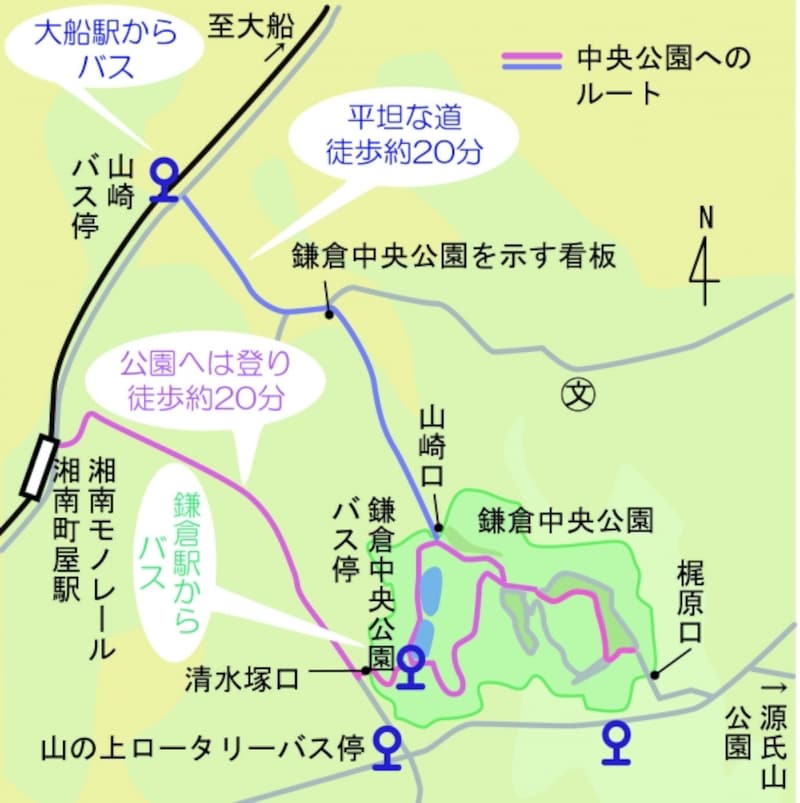 鎌倉中央公園へのアクセス地図