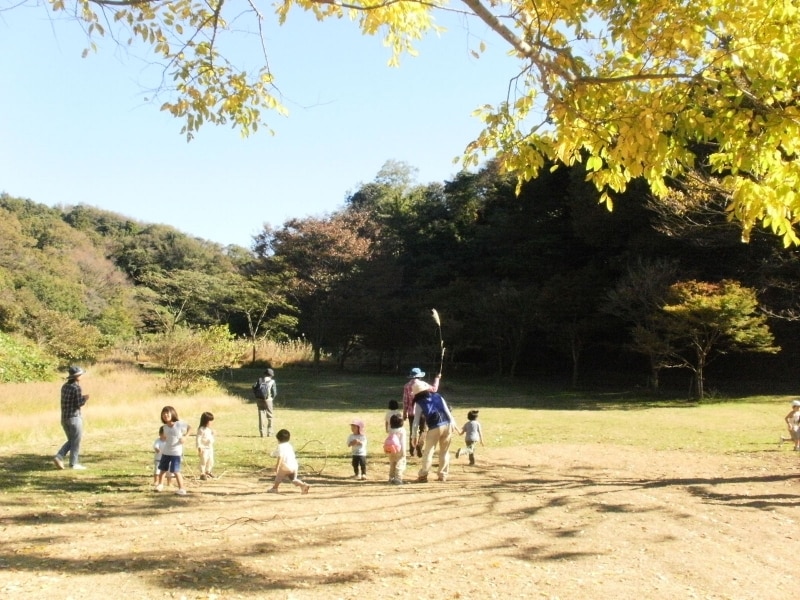 野外生活広場に遊ぶ子どもたち
