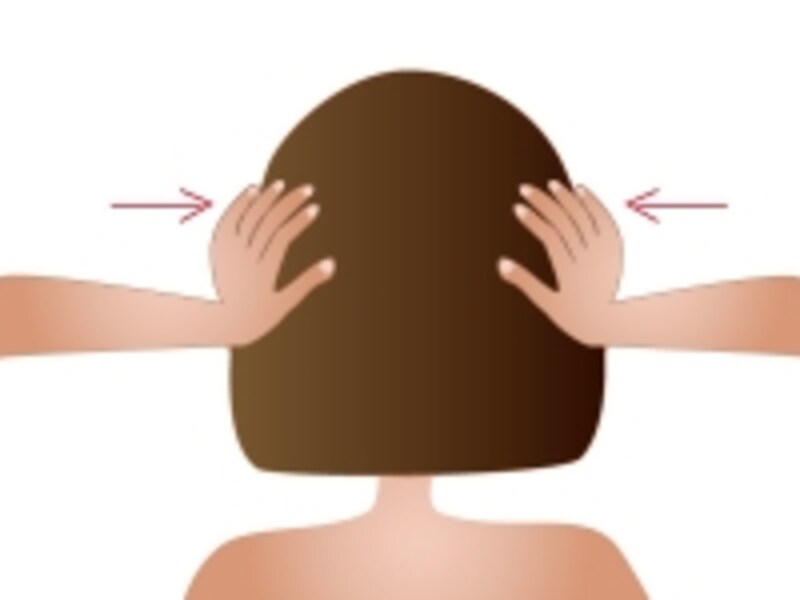 掌で圧迫する