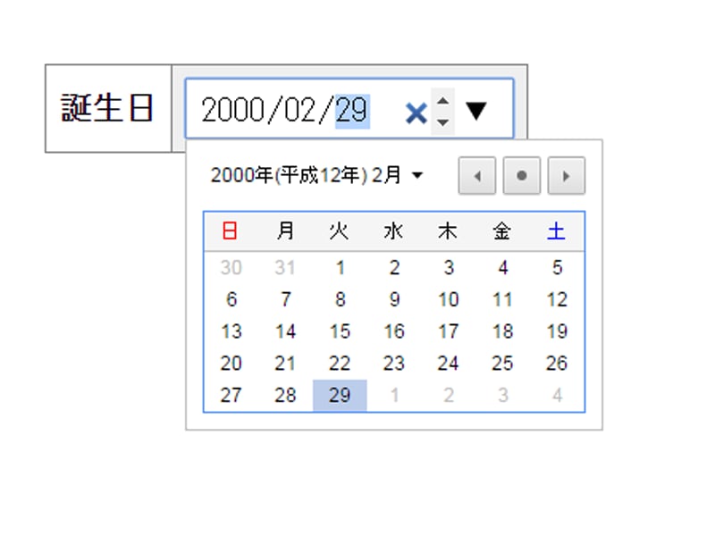 HTML5 仕様の日付入力欄