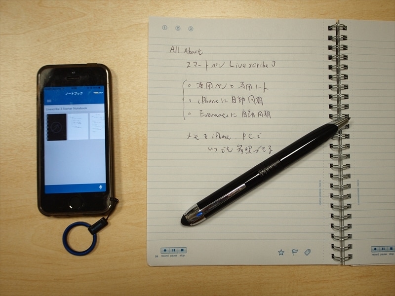 専用ペンで専用ノートに書いた内容がiPhoneに同期