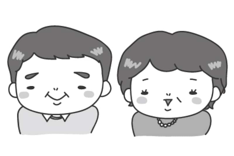 おじいちゃんとおばあちゃん 敬老の日 イラスト 白黒 かわいい