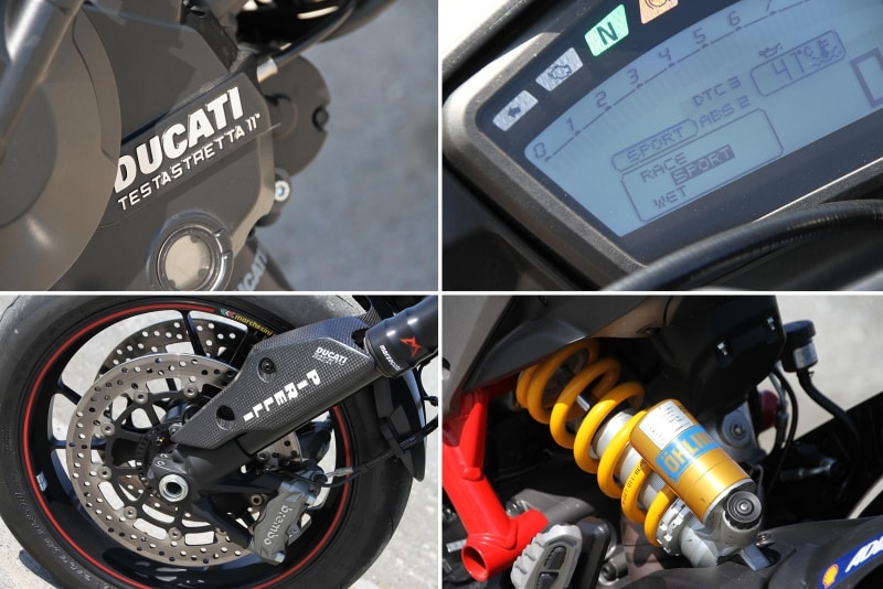 水冷Lツインエンジン「テスタストレッタ11°」に専用のライディングモード、そしてハイスペックな足まわりとグレードは一級品