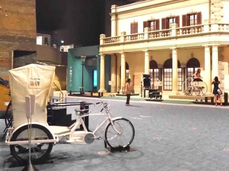 昔の乗り物の体験展示