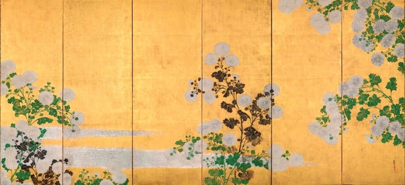尾形光琳「菊図屏風」(右隻)