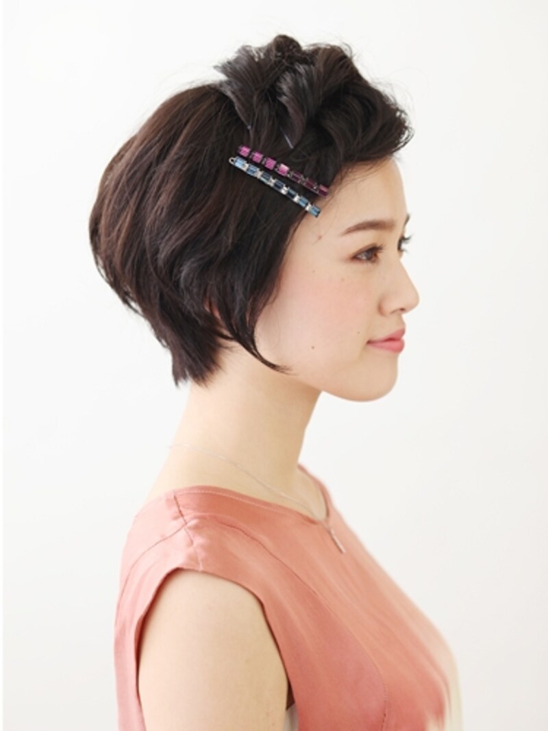 簡単ポンパドールアレンジ・ショートヘアサイド