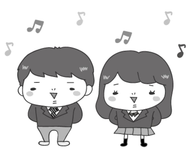 合唱　文化祭　イラスト　白黒　かわいい