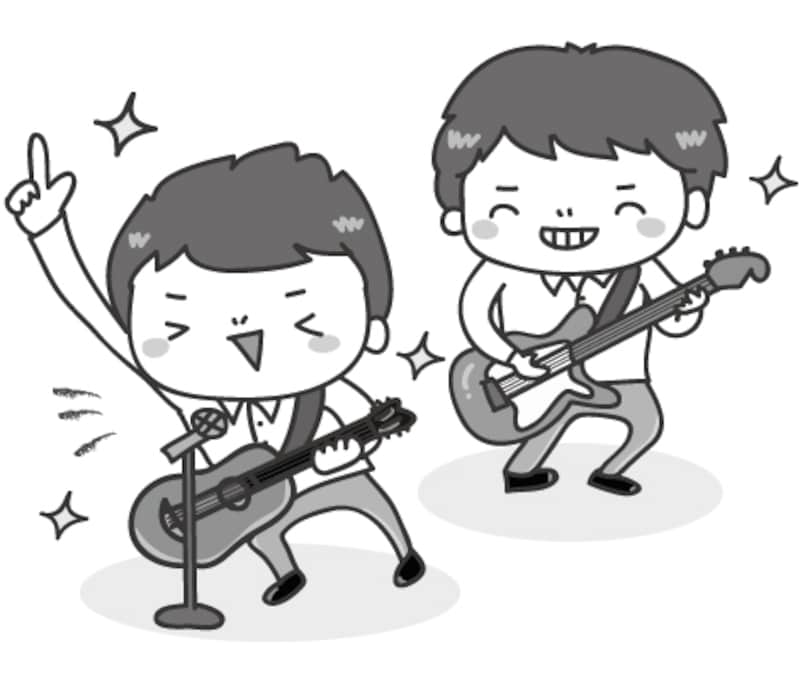 ライブ　文化祭　イラスト　白黒　かわいい