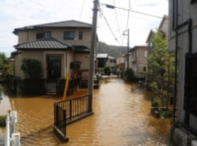 水害にあった住宅街