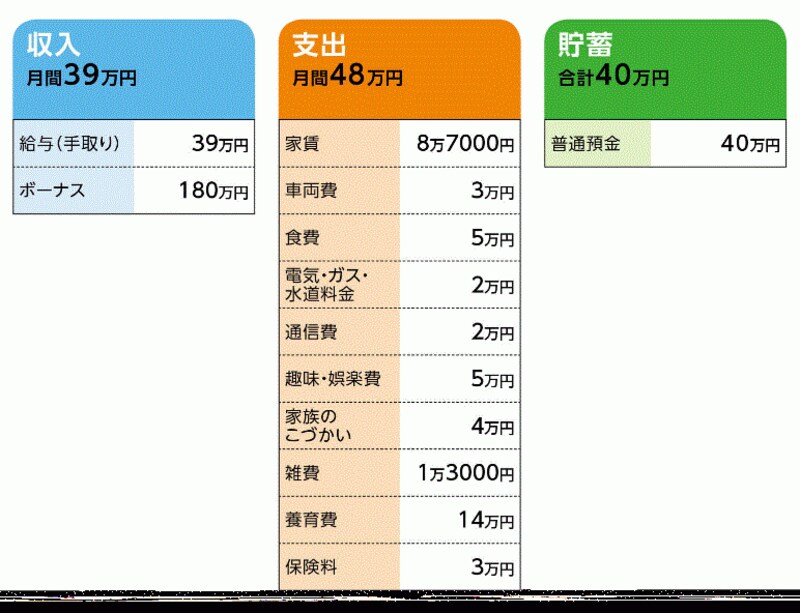 「もも」さんの家計収支データ