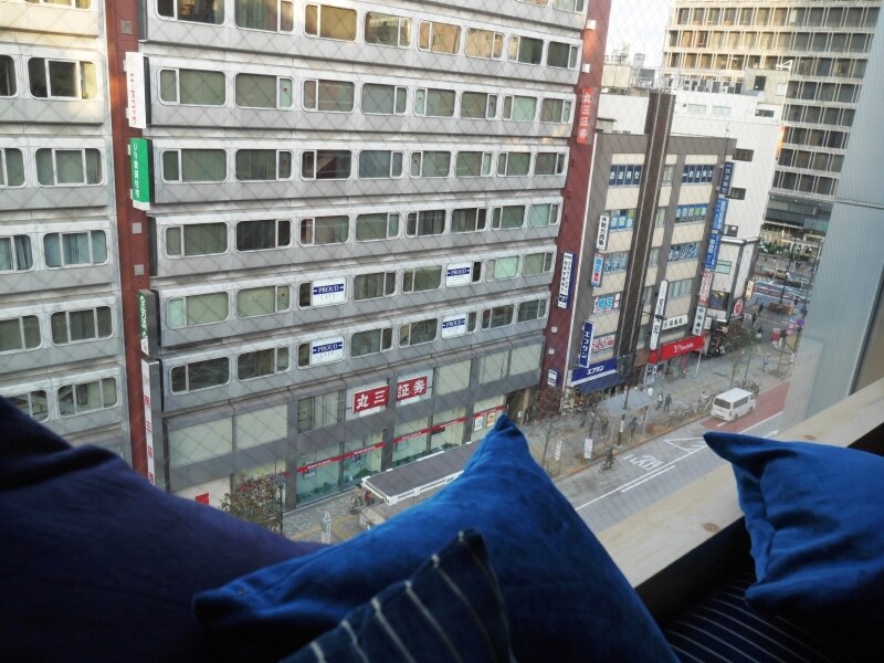 窓から池袋駅を望む