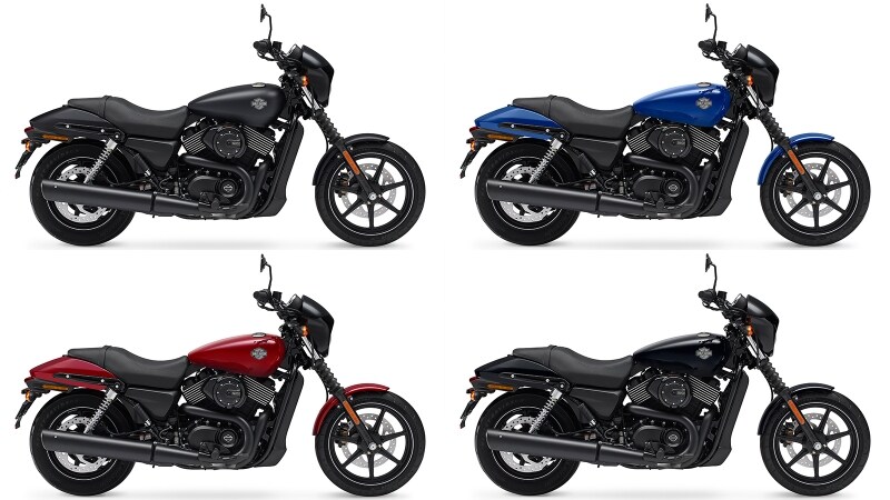 ［左上］ビビッドブラック ［右上］スーペリアブルー ［左下］ファイヤーレッド ［右下］ブラックデニムの計4色