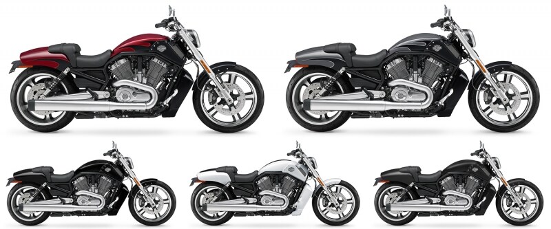 ［左上］ベロシティレッドサングロフレイム ［右上］ビレットシルバーフレイム ［左下］ビビッドブラック ［中下］クラッシュドアイスパールデラックスツートーン ［右下］ブラックデニムの計5色