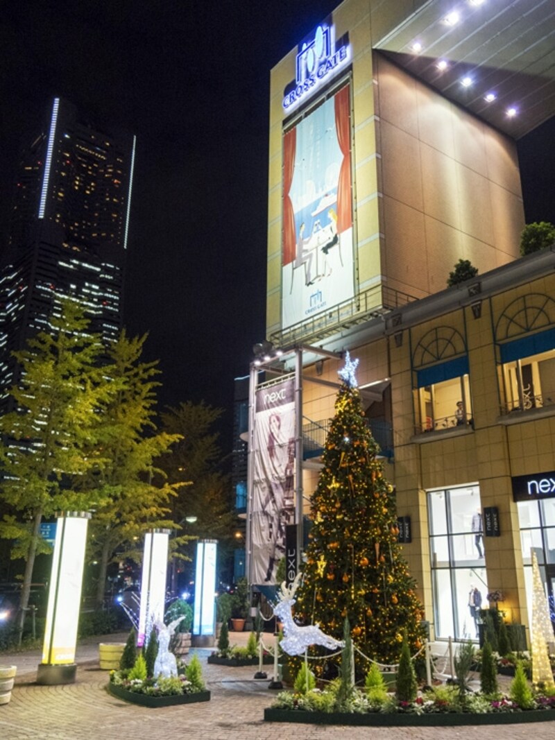 桜木町駅前を彩る、クロスゲートのクリスマスツリー(2015年11月11日撮影)