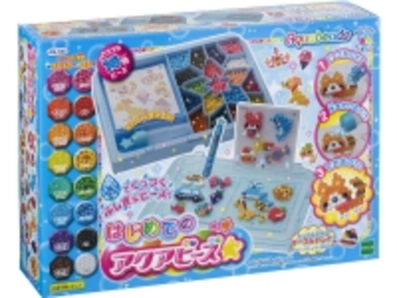 道具と16色のビーズ入り。これからはじめる子どもにピッタリのセットです