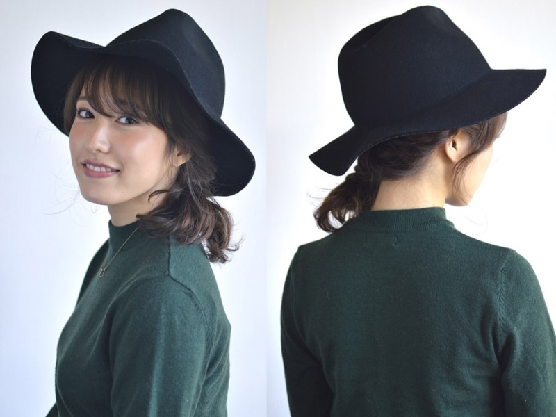 帽子に似合う！ミディアムヘアの簡単ハットアレンジ