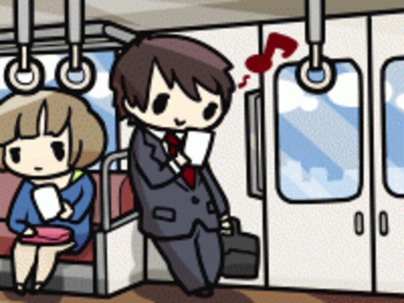 電車で遊ぶユーザーの図