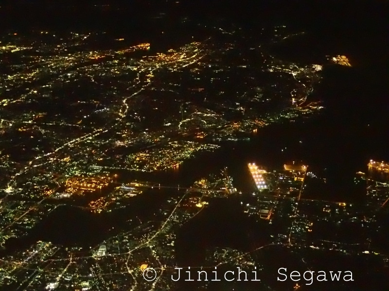 機内夜景撮影