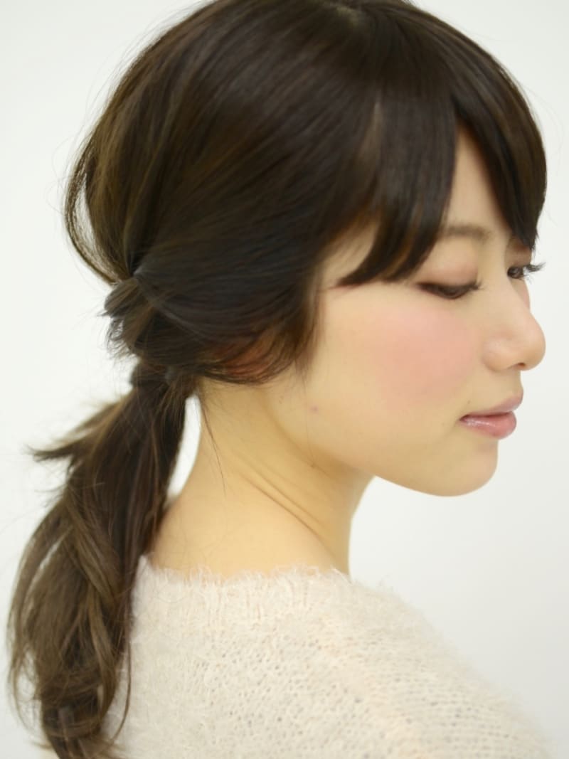 ゴムの結び目を隠す