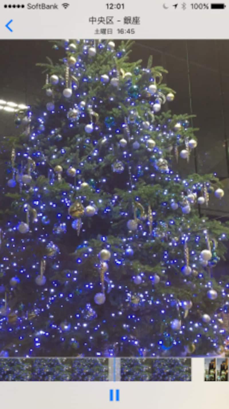 縦位置で撮影したクリスマスツリーの映像