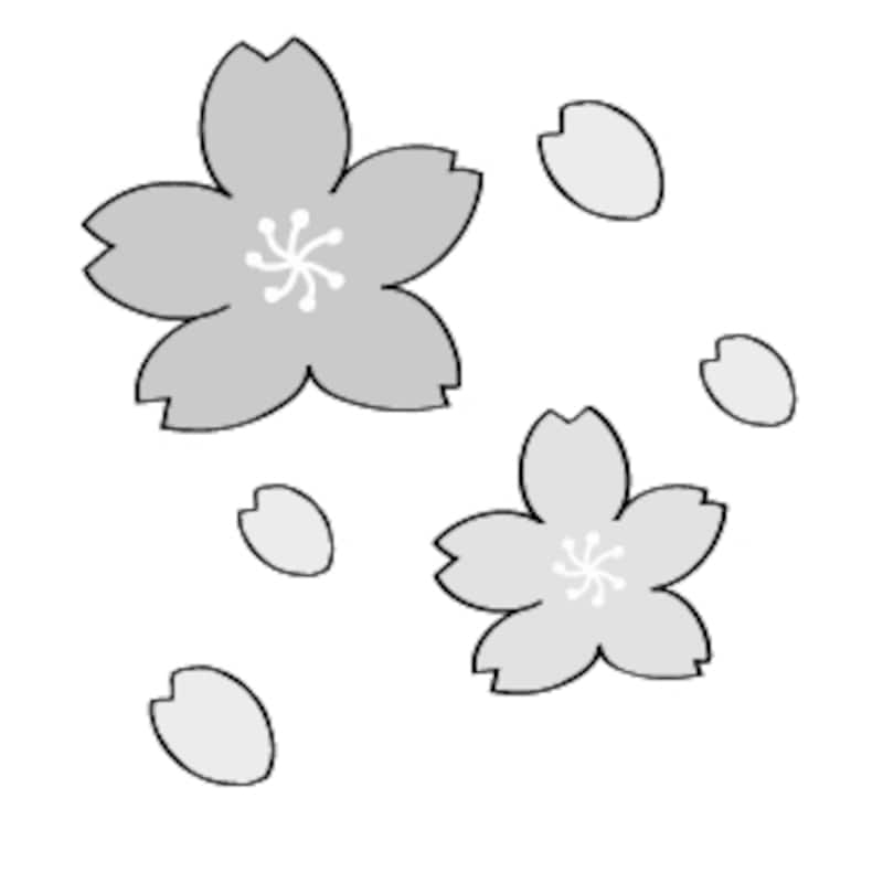 桜　花　イラスト　白黒　かわいい