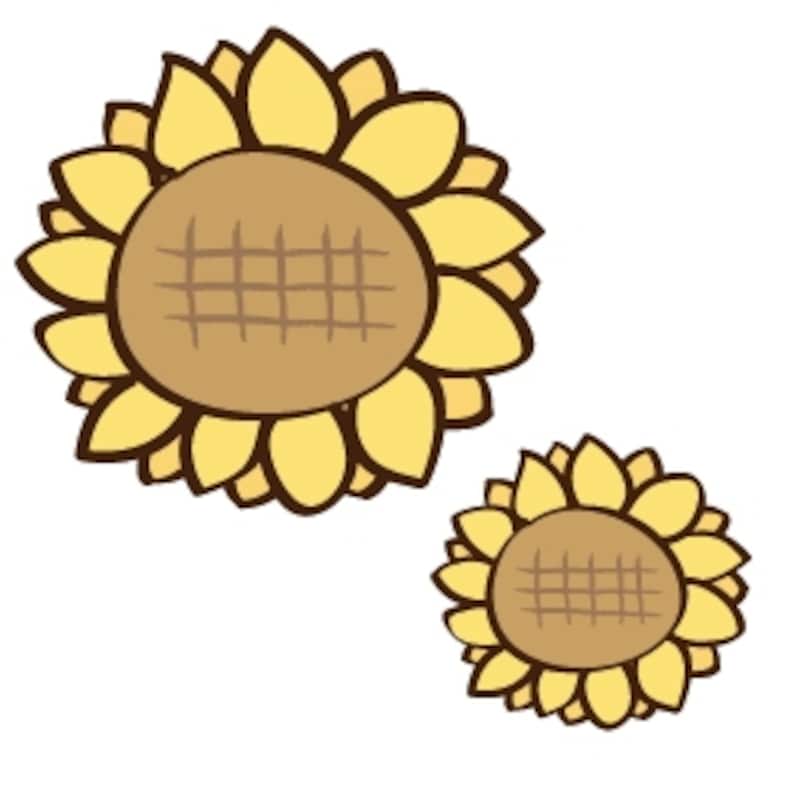 ひまわり　花　イラスト　カラー　かわいい