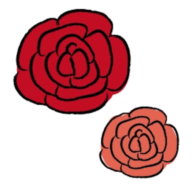 ばら　花　イラスト　カラー　かわいい