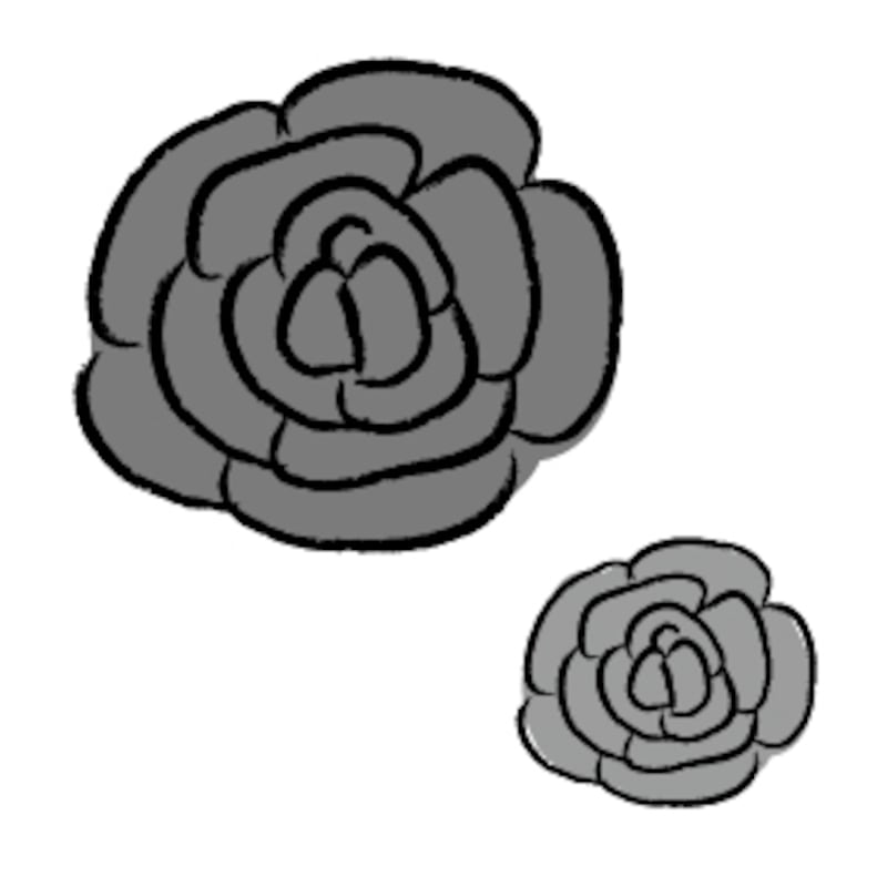 ばら　花　イラスト　白黒　かわいい